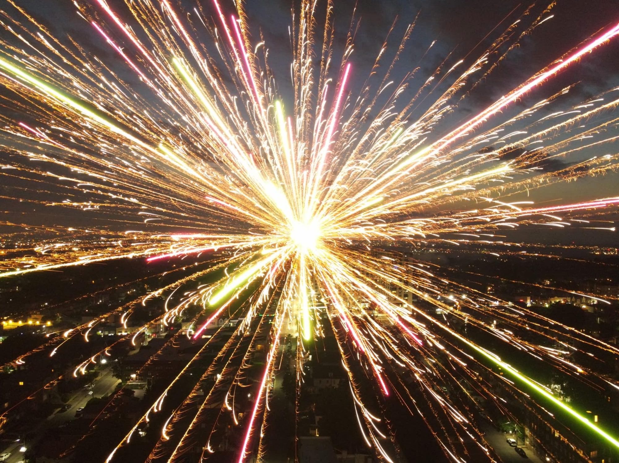 Drone Gets Real Close To The 4Th Of July Fireworks