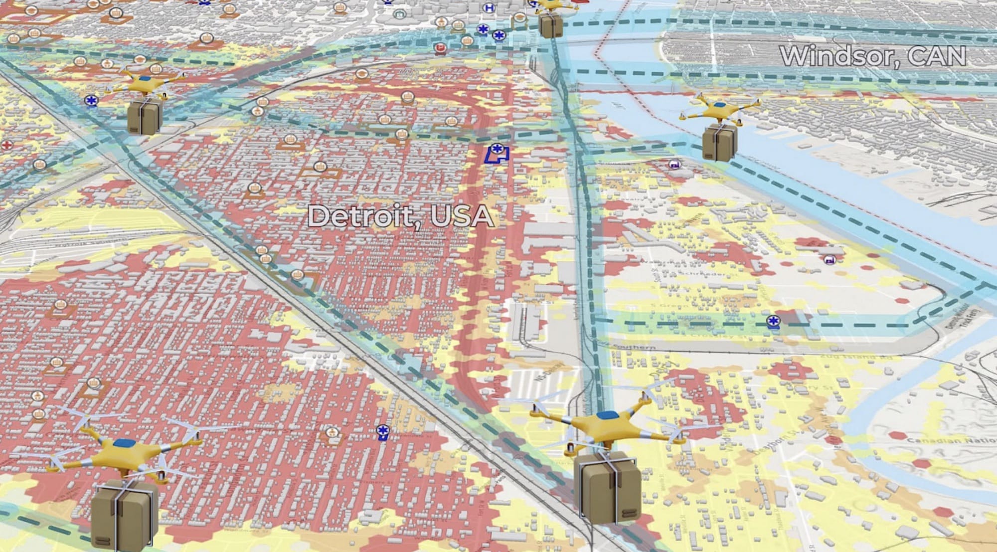 Here'S A Rephrased Version Of The Sentence With Credit Included: An Mdot Aeronautics Image Depicts A Garmin Map Illustrating Possible Drone Delivery Routes. (Credit: Mdot Aeronautics)