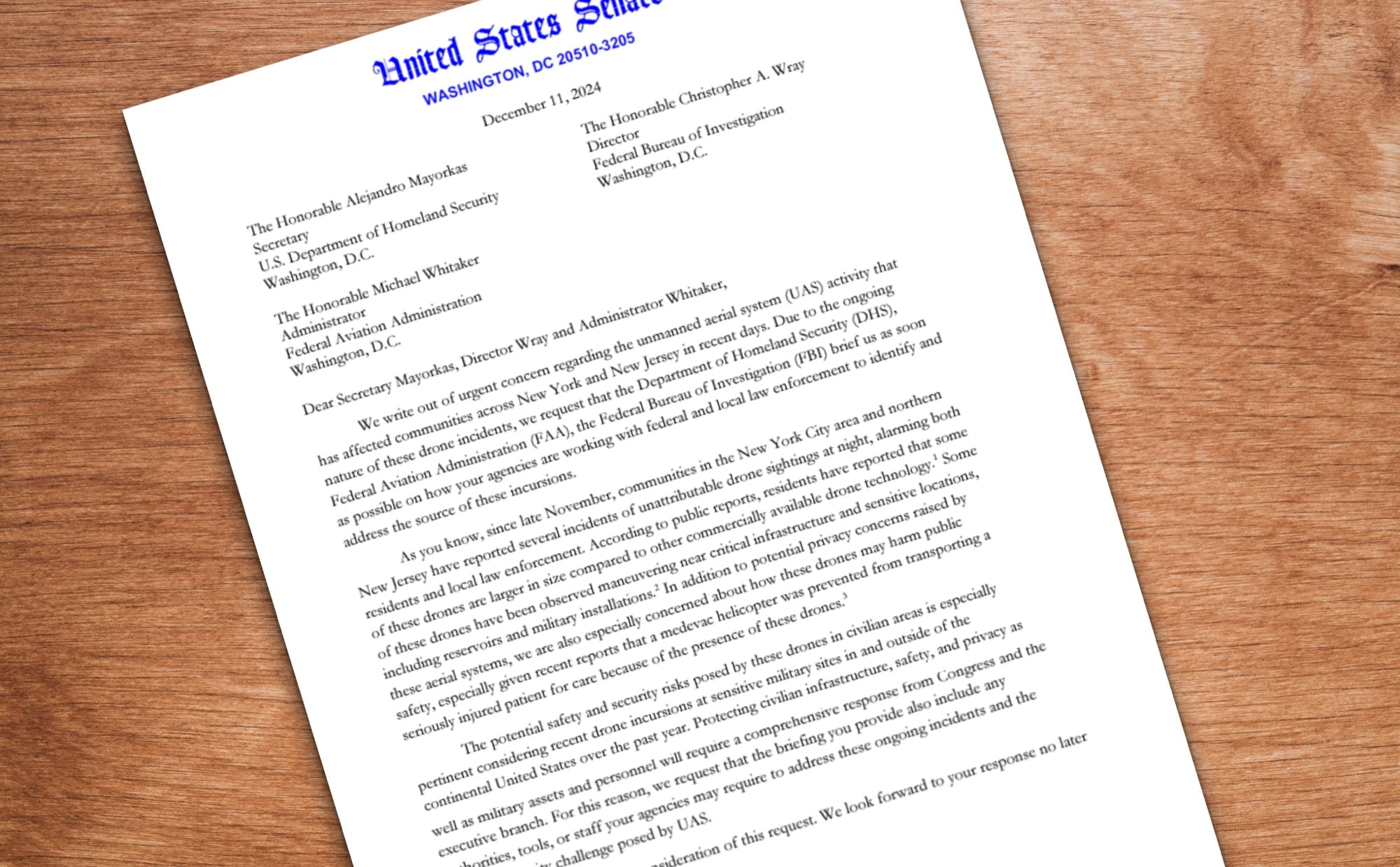 Senators Demand Federal Response To Mysterious Drone Activity Over Ny And Nj