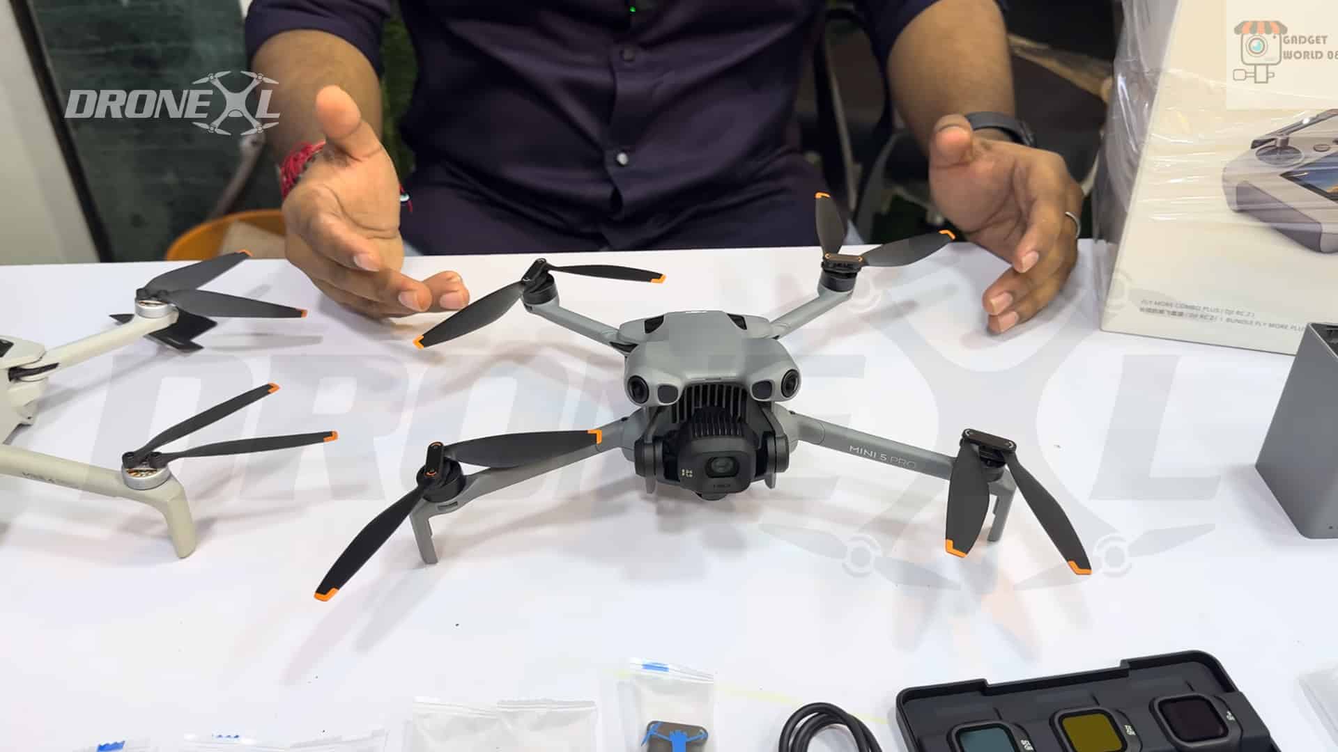 DJI Mini 5 Pro Unboxing Video on Youtube showing a close up of the Mini 5.