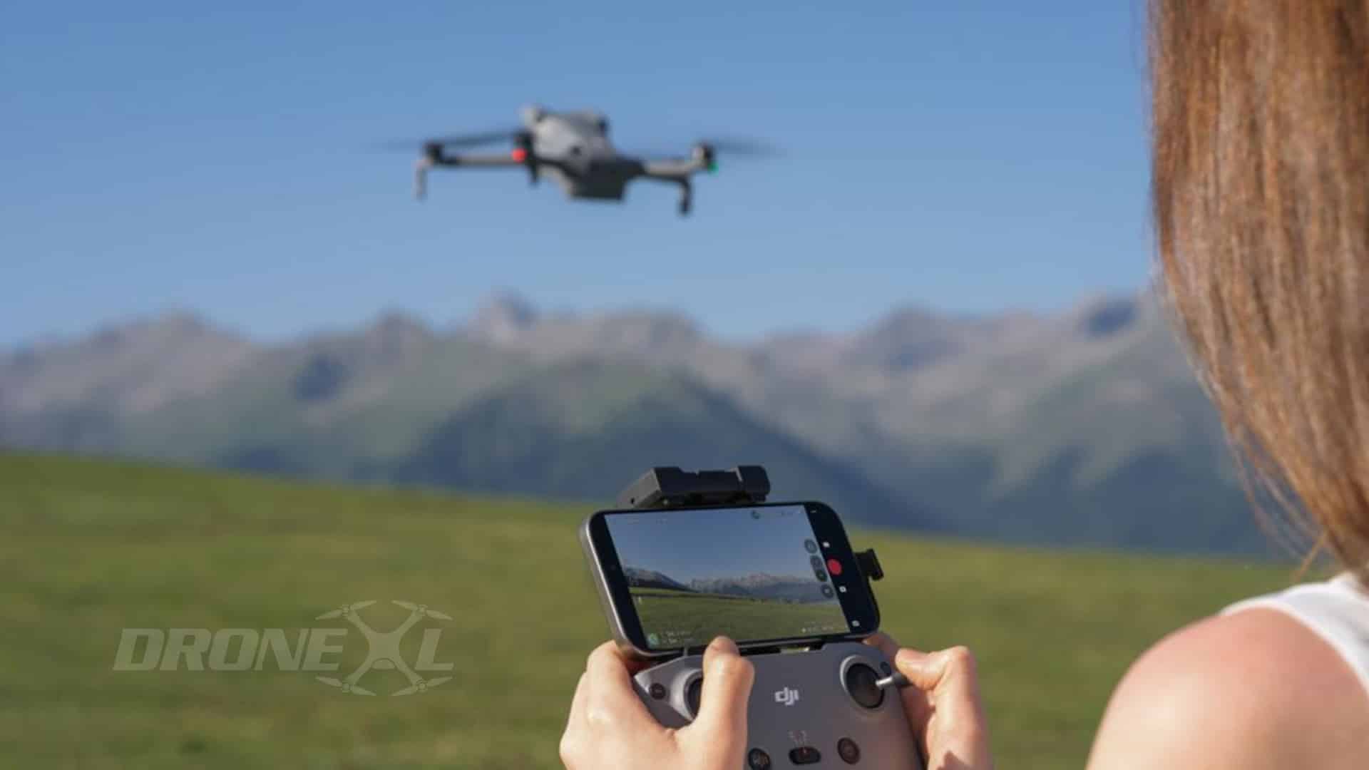 DJI Mini 5 Pro flown by a woman with the standard RC-N3 controller.