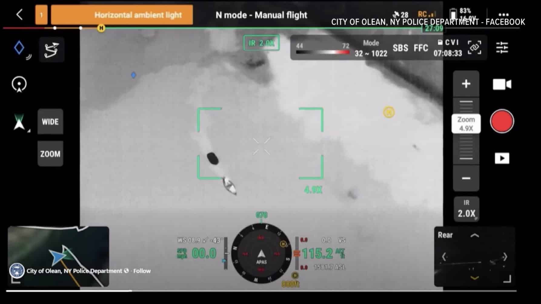 Olean Police Deploy Drone to Rescue Three Kayakers from Allegheny River