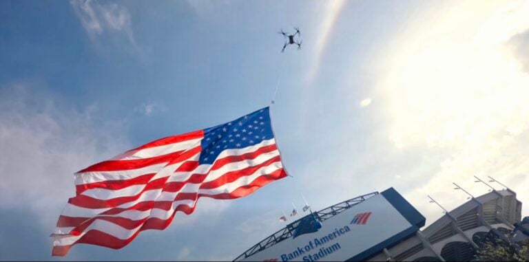 Asheville Police Drone Flies 20X30-Foot American Flag At Nfl Stadium, Claims League Record