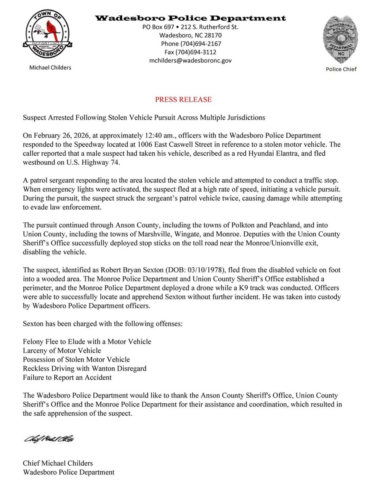 Monroe Police Drone Tracks Suspect After Pursuit